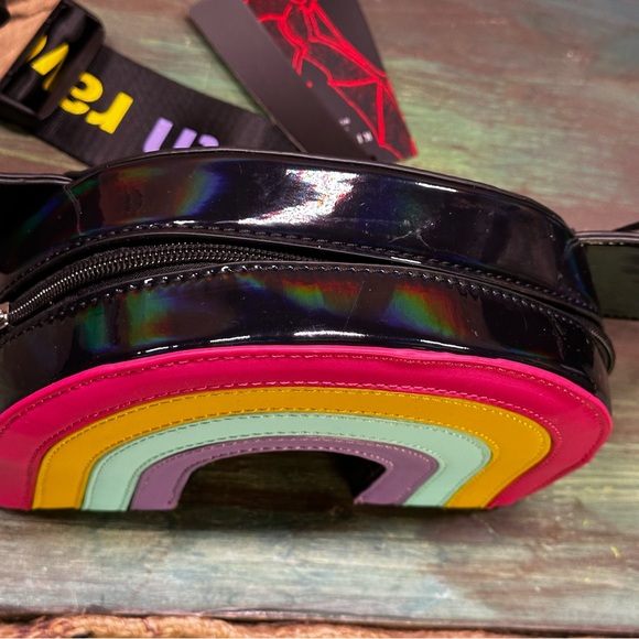 Killstar black patent rainbow fanny pack waist bag NWT - Picture 7 of 13